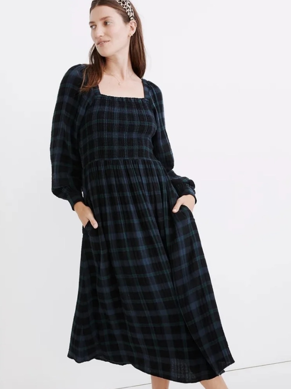 Madewell Lightspun Lucie Plaid Cotton Maxi Dress Medium